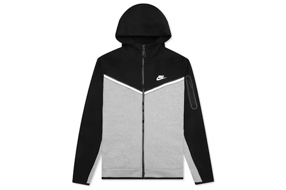 Nike Sportswear Tech Fleece Full-Zip Hoodie Black/Dark Grey Heather/White