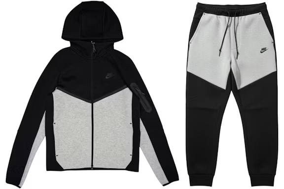 Nike Tech Fleece Windrunner Full Zip Hoodie & Jogger Set Dark Grey Heather/Black