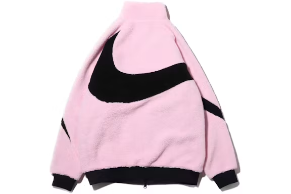 Nike Women's Big Swoosh Reversible Boa Jacket (Asia Sizing) Prism Pink Black