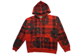 Denim Tears Plaid Cotton Wreath Zip Hoodie Red