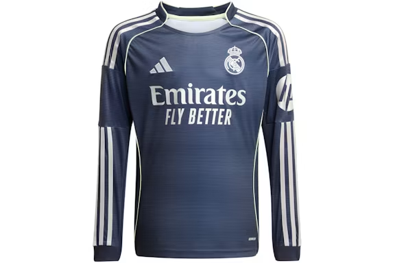 adidas Real Madrid 25/26 Long Sleeve Away Jersey Legend Ink