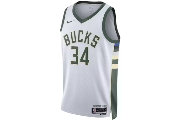 Nike NBA Milwaukee Bucks Giannis Antetokounmpo Association Edition Jersey White/Green/Off-White