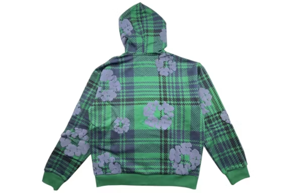 Denim Tears Plaid Cotton Wreath Zip Hoodie Green