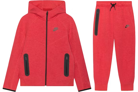Nike Sportswear Tech Fleece Full-Zip Hoodie & Joggers Set Light University Red Heather/Black/Black