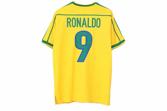 Nike 1998 Brazil National Team Ronaldo Soccer Jersey  University Maize