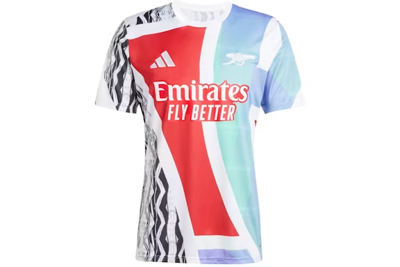 adidas Arsenal 24/25 Pre-Match Jersey Better Scarlet/White/Black/Clear Aqua