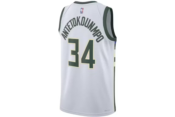 Nike NBA Milwaukee Bucks Giannis Antetokounmpo Association Edition Jersey White/Green/Off-White