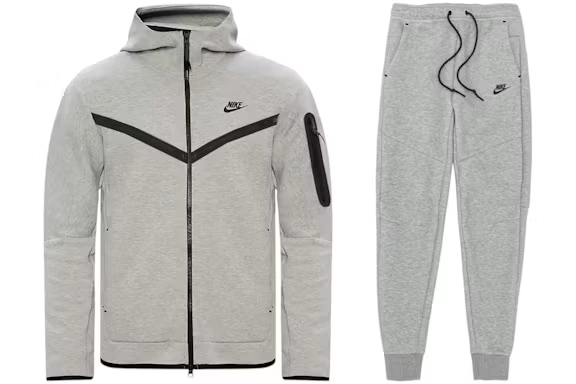 Nike Sportswear Tech Fleece Hoodie & Joggers Set (FW24) Dark Grey Heather/Black