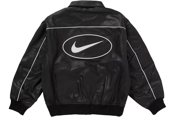 Supreme Nike Leather Varsity Jacket Black