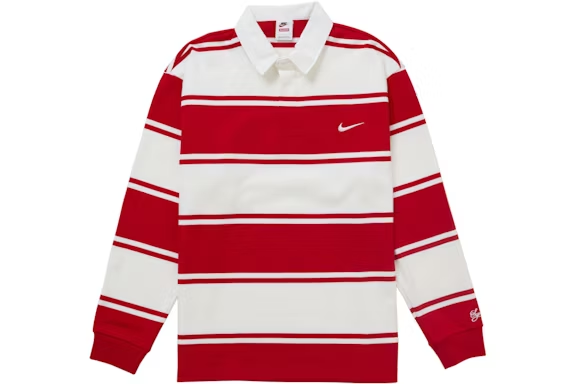 Supreme Nike Stripe Rugby Red