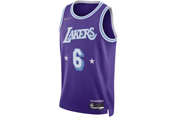 Nike NBA Los Angeles Lakers City Edition Lebron James 6 Dri-FIT Swingman Jersey Field Purple