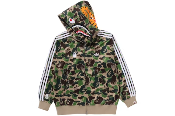 adidas x BAPE Relaxed Fit Track Camo Shark Full Zip Hoodie Green