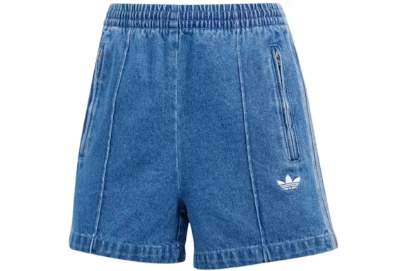 adidas Women's Adicolor Denim Firebird Shorts Indigo Denim