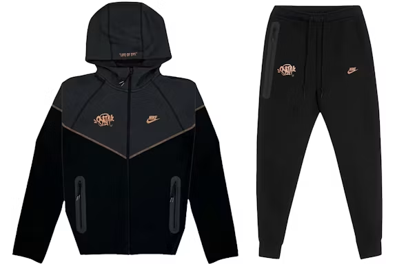 Nike Sportswear x Central Cee Tech Fleece Hoodie & Joggers Set Black/Metallic Red Bronze
